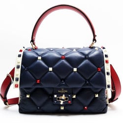 Valentino Garavani Handbag Shoulder Bag Leather Navy Dark Red Off-White Women's w0706g