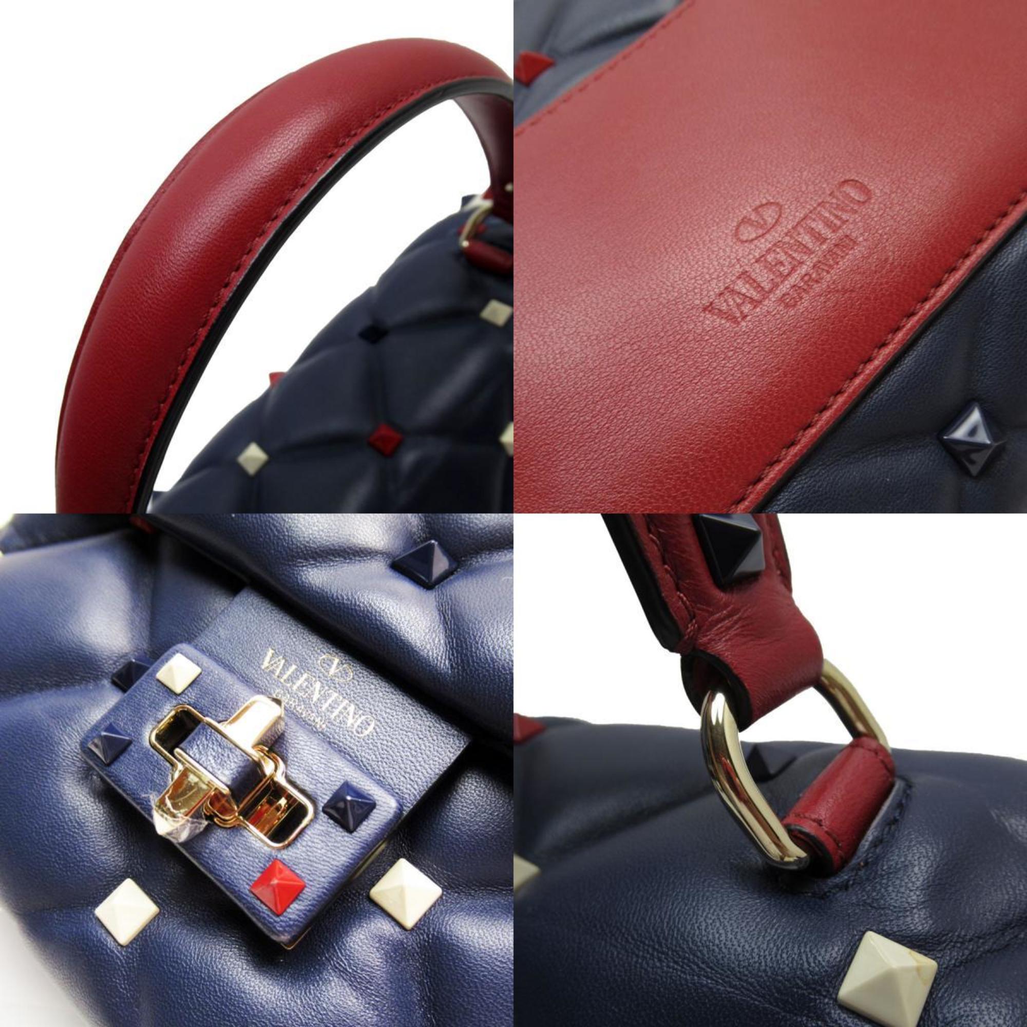 Valentino Garavani Handbag Shoulder Bag Leather Navy Dark Red Off-White Women's w0706g