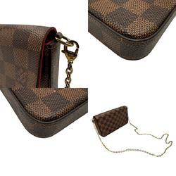 Louis Vuitton LOUIS VUITTON Shoulder Bag Chain Wallet Clutch Damier Pochette Felicie Canvas Ebene Women's N63032 z2333