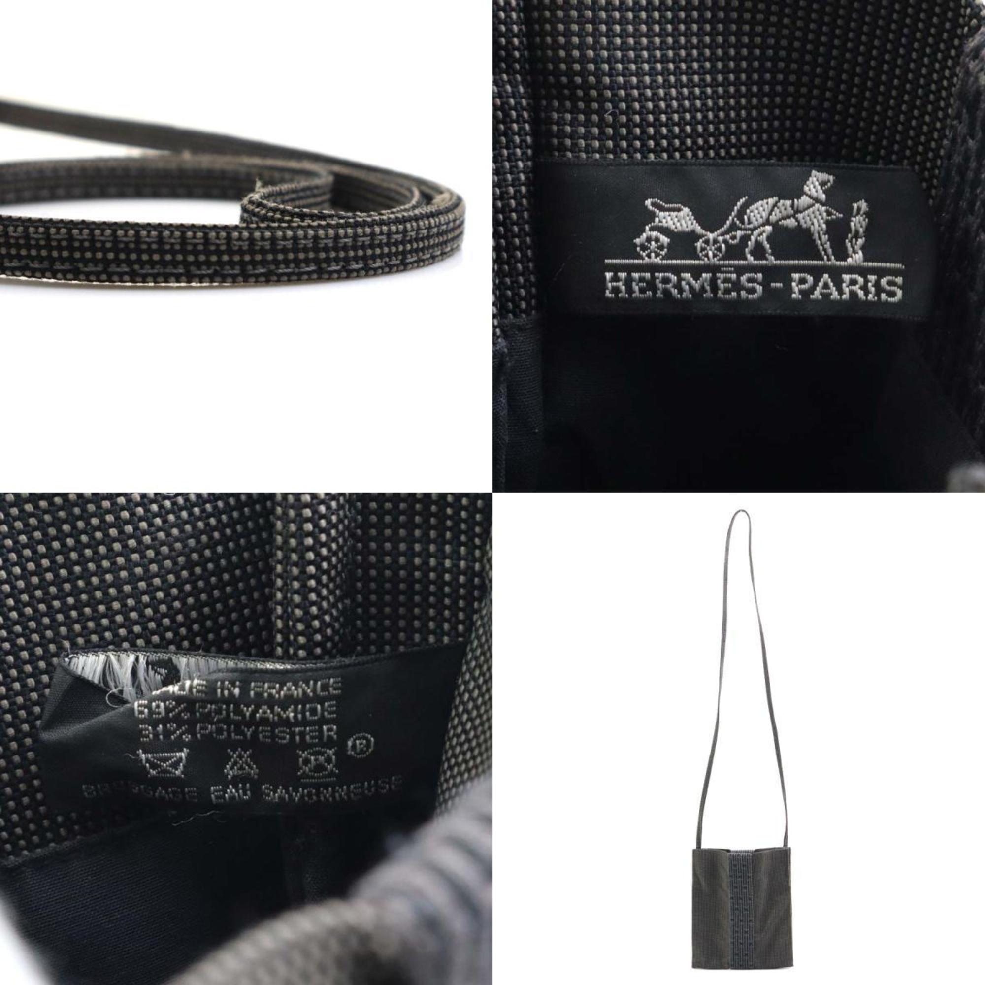 Hermes HERMES Shoulder Bag Air Line Canvas Dark Grey Women's e59132a