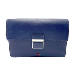 Christian Dior Dior clutch bag leather navy silver men's n0379