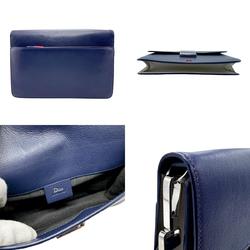 Christian Dior Dior clutch bag leather navy silver men's n0379