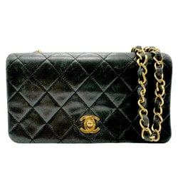 CHANEL Shoulder Bag Lambskin Black Gold Women's n0347