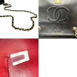 CHANEL Shoulder Bag Lambskin Black Gold Women's n0347