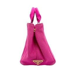 PRADA Handbag Shoulder Bag Canapa Canvas Magenta Gold Women's z2282