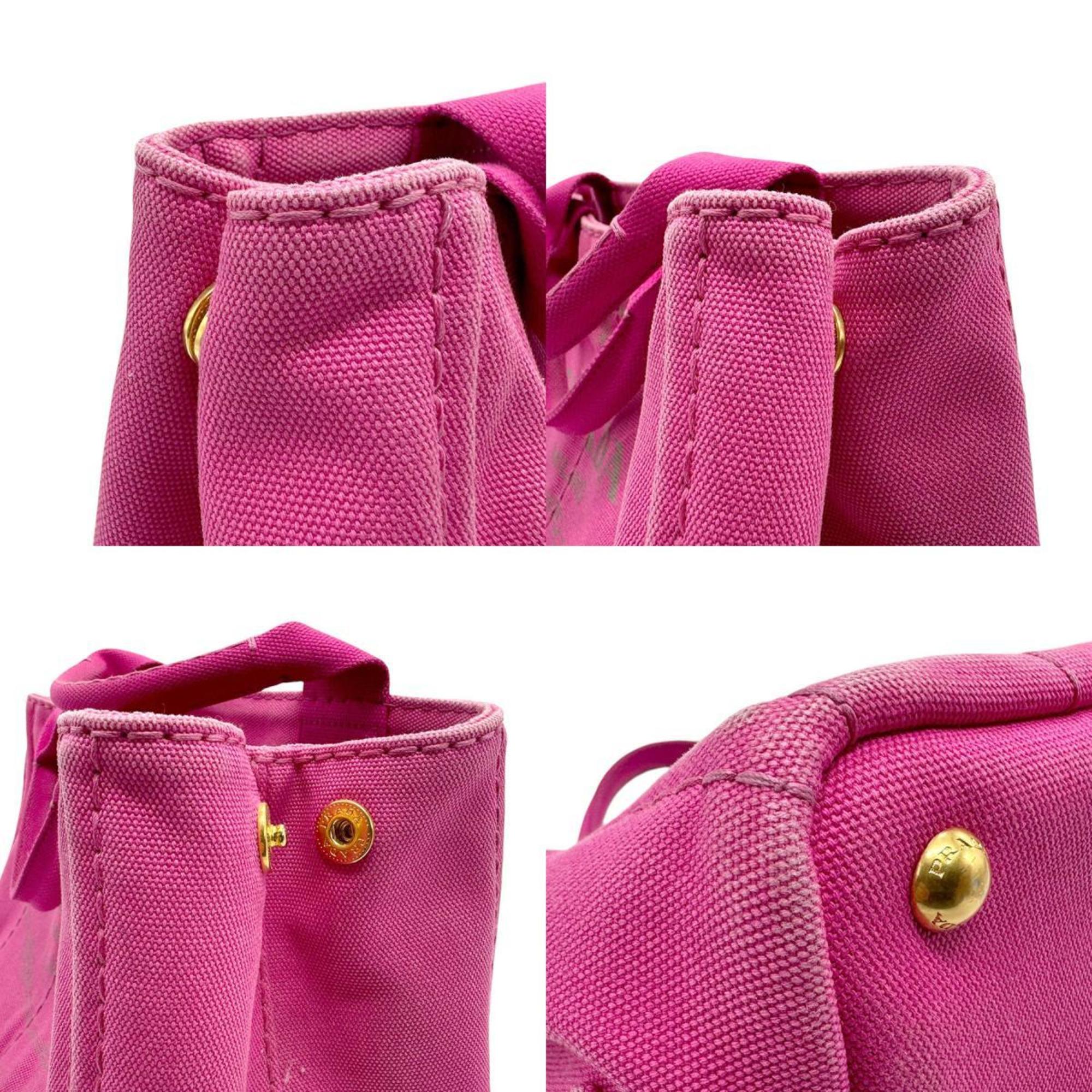 PRADA Handbag Shoulder Bag Canapa Canvas Magenta Gold Women's z2282