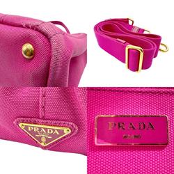 PRADA Handbag Shoulder Bag Canapa Canvas Magenta Gold Women's z2282