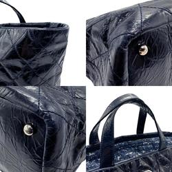 CHANEL handbag shoulder bag portobello leather navy ladies n0350