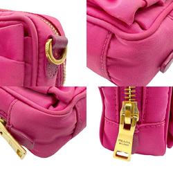 PRADA Shoulder Bag Ribbon Nylon Leather Pink Magenta Gold Women's z2297