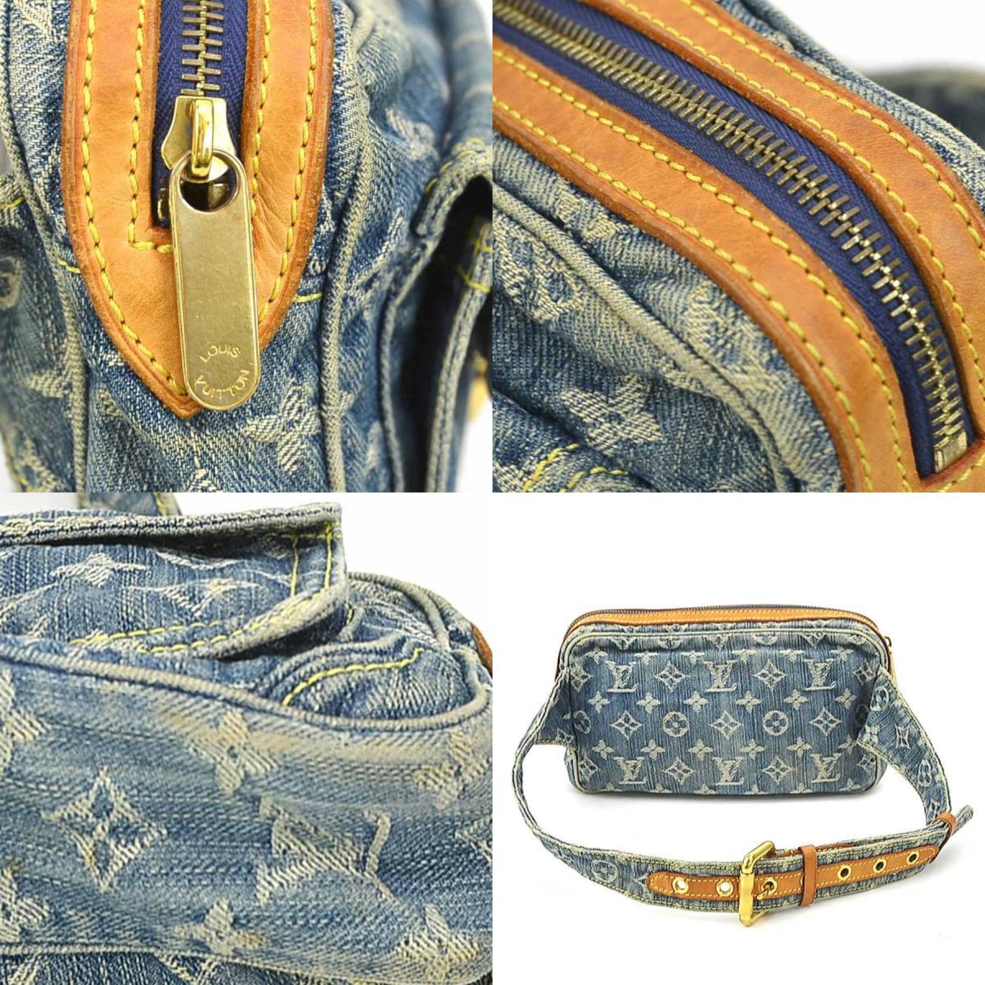 Louis Vuitton LOUIS VUITTON Waist bag Belt Monogram denim Bum Denim blue Gold Men's Women's M95347 e59116g