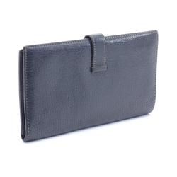 Hermes HERMES Bearn Soufflet Bi-fold Long Wallet Chevre Women's Navy