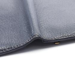 Hermes HERMES Bearn Soufflet Bi-fold Long Wallet Chevre Women's Navy