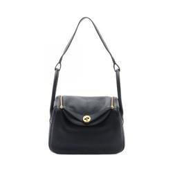 Hermes Lindy 26 Shoulder Bag, Taurillon Clemence, Women's, Black