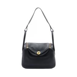 Hermes Lindy 26 Shoulder Bag, Taurillon Clemence, Women's, Black