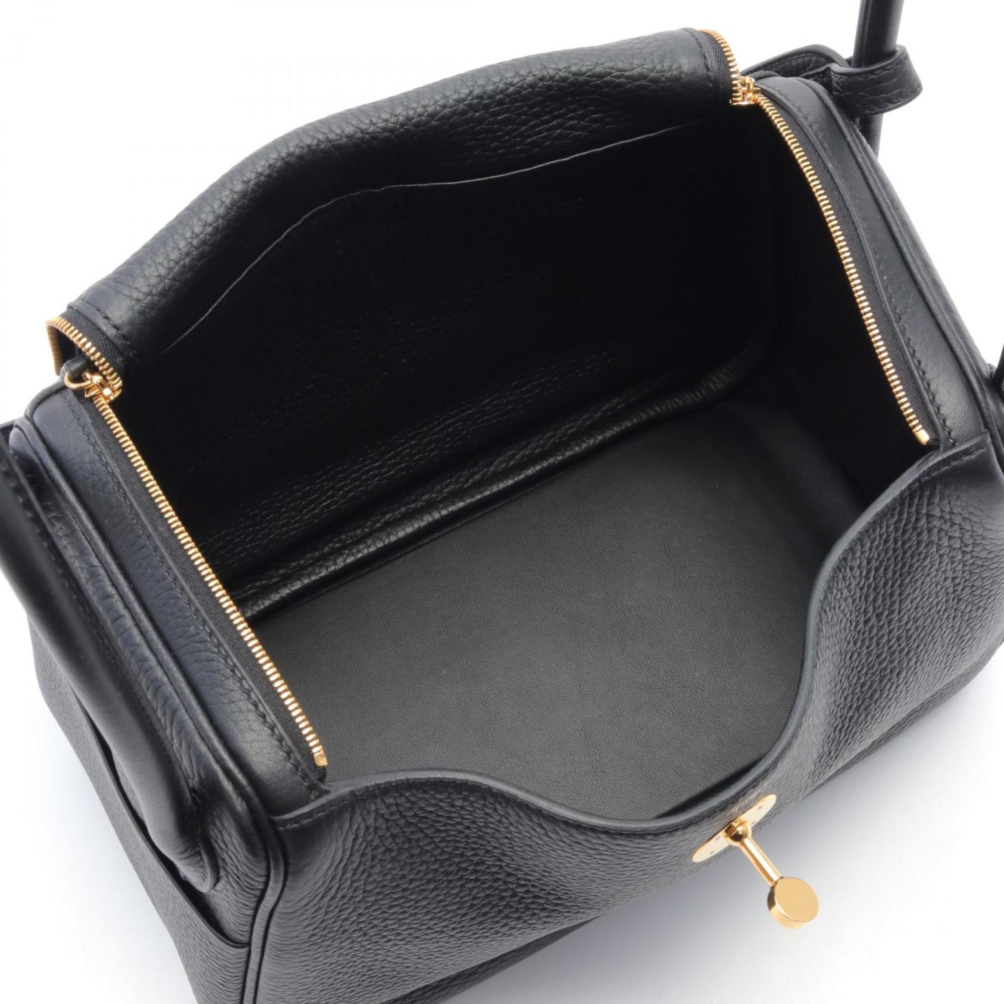 Hermes Lindy 26 Shoulder Bag, Taurillon Clemence, Women's, Black