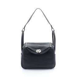 Hermes Lindy 26 Shoulder Bag, Taurillon Clemence, Women's, Black