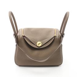 Hermes Lindy 26 Etoupe Shoulder Bag Taurillon Clemence Women's Brown