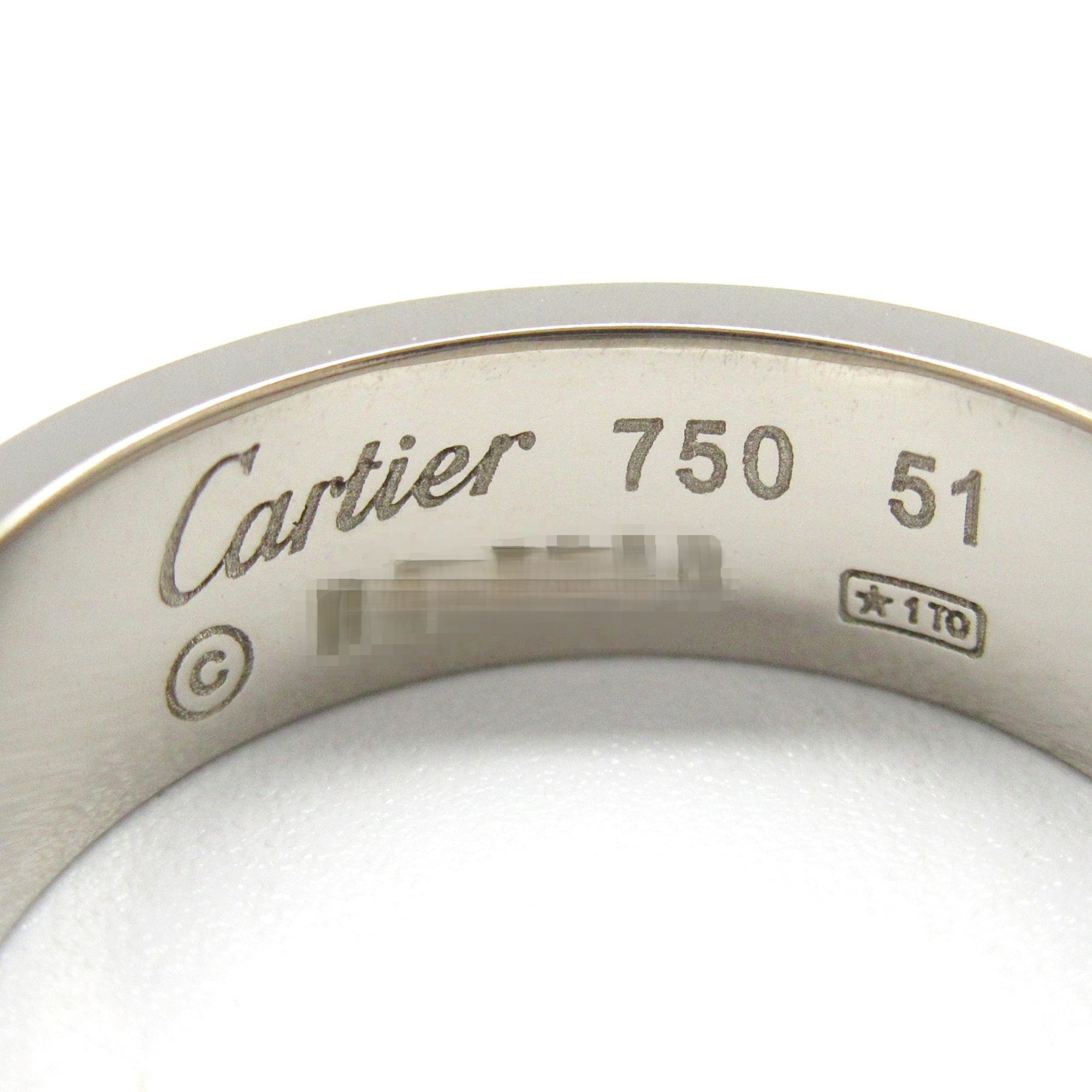 Cartier Love Ring, K18WG (White Gold), Men's, Women's, Silver