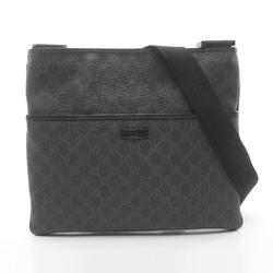 Gucci GG Supreme Shoulder Bag, Coated Canvas, Leather, Men's, Women's, Gray, 162904