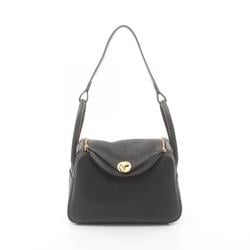 Hermes Lindy 26 Shoulder Bag, Taurillon Clemence, Women's, Black