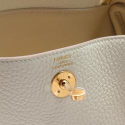 Hermes Lindy Maxi-Quadrille Gripere Shoulder Bag Taurillon Clemence Women's White 079086CC