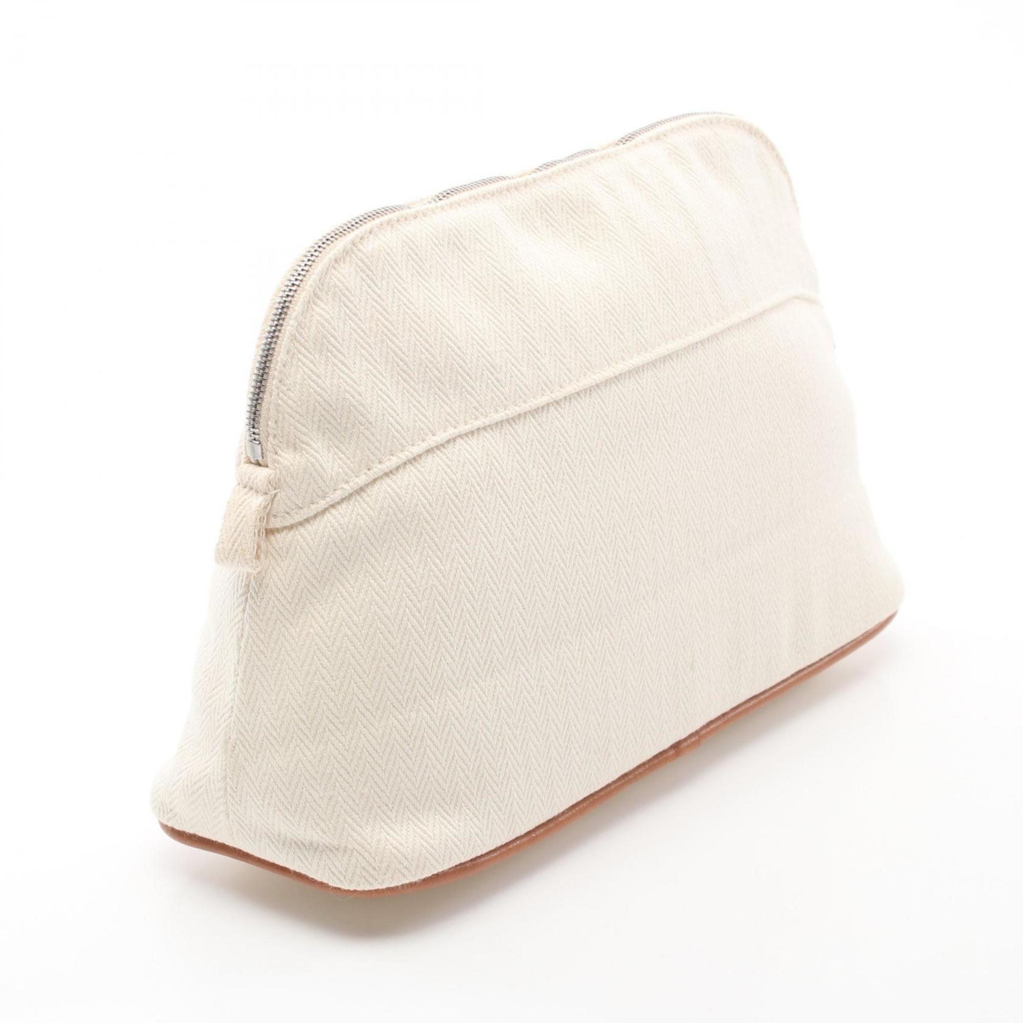 Hermes HERMES Bolide MM 25 Pouch Bag Toile Chevron Women's White