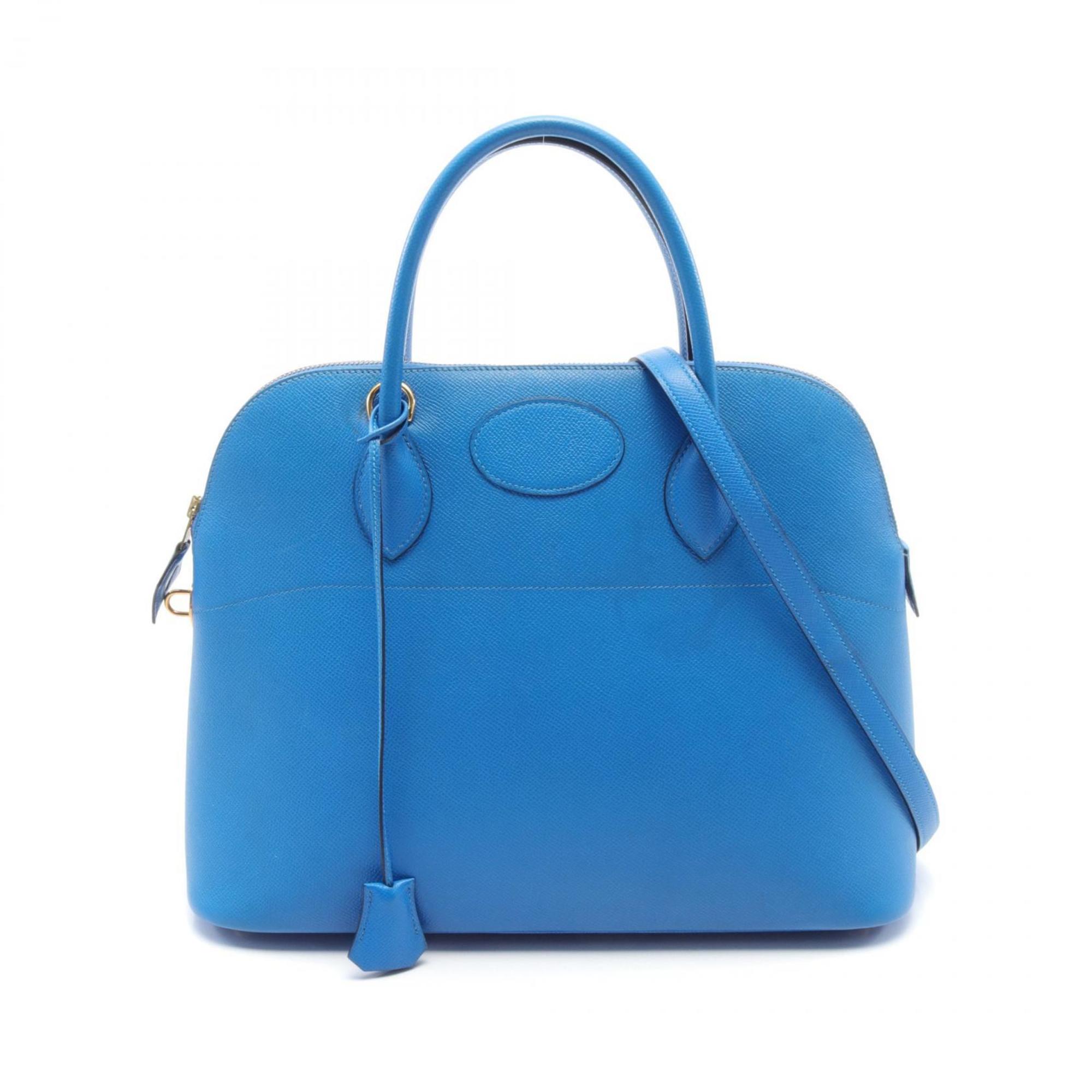 Hermes HERMES Bolide 37 Handbag Bag Cushvel Ladies Blue B engraved G hardware