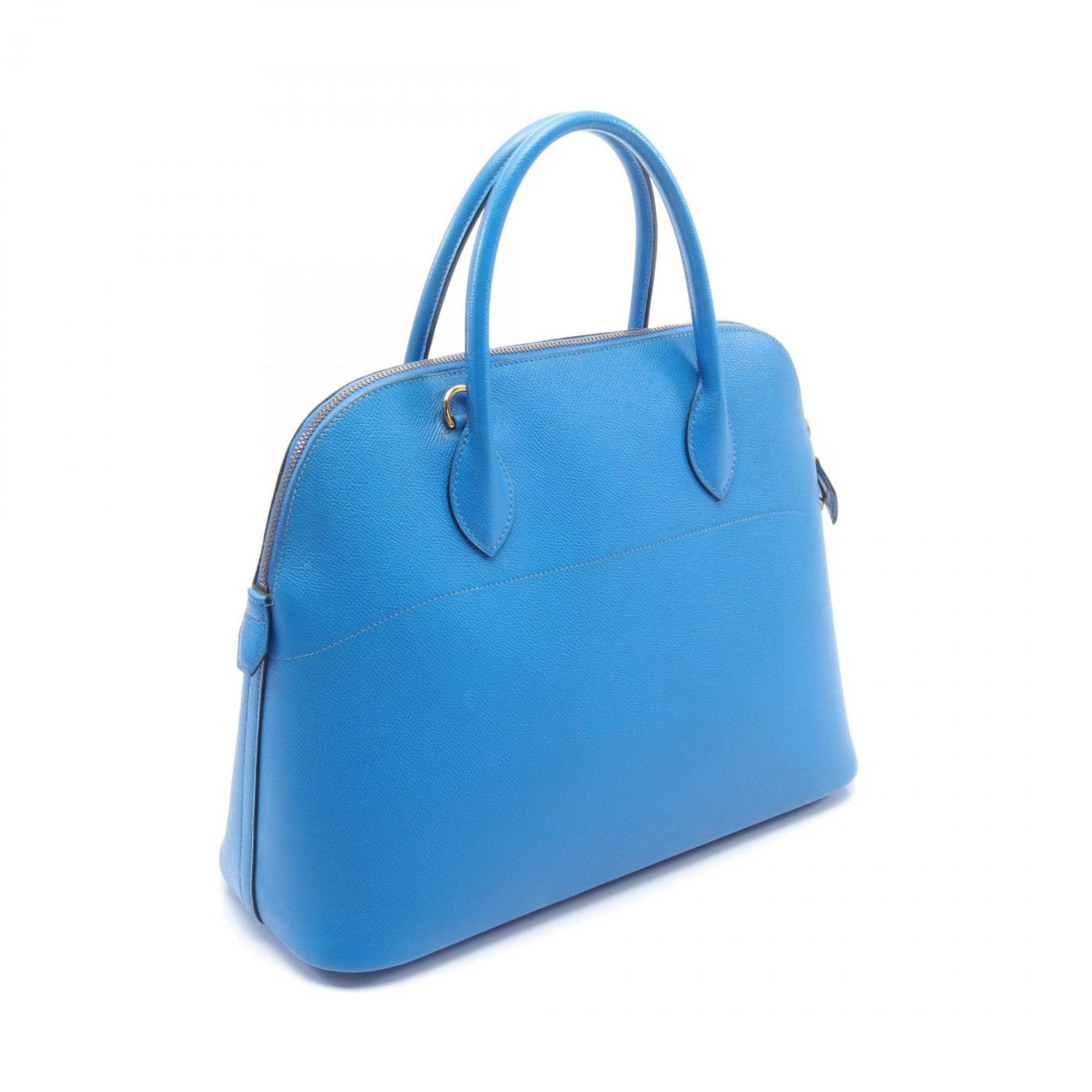 Hermes HERMES Bolide 37 Handbag Bag Cushvel Ladies Blue B engraved G hardware