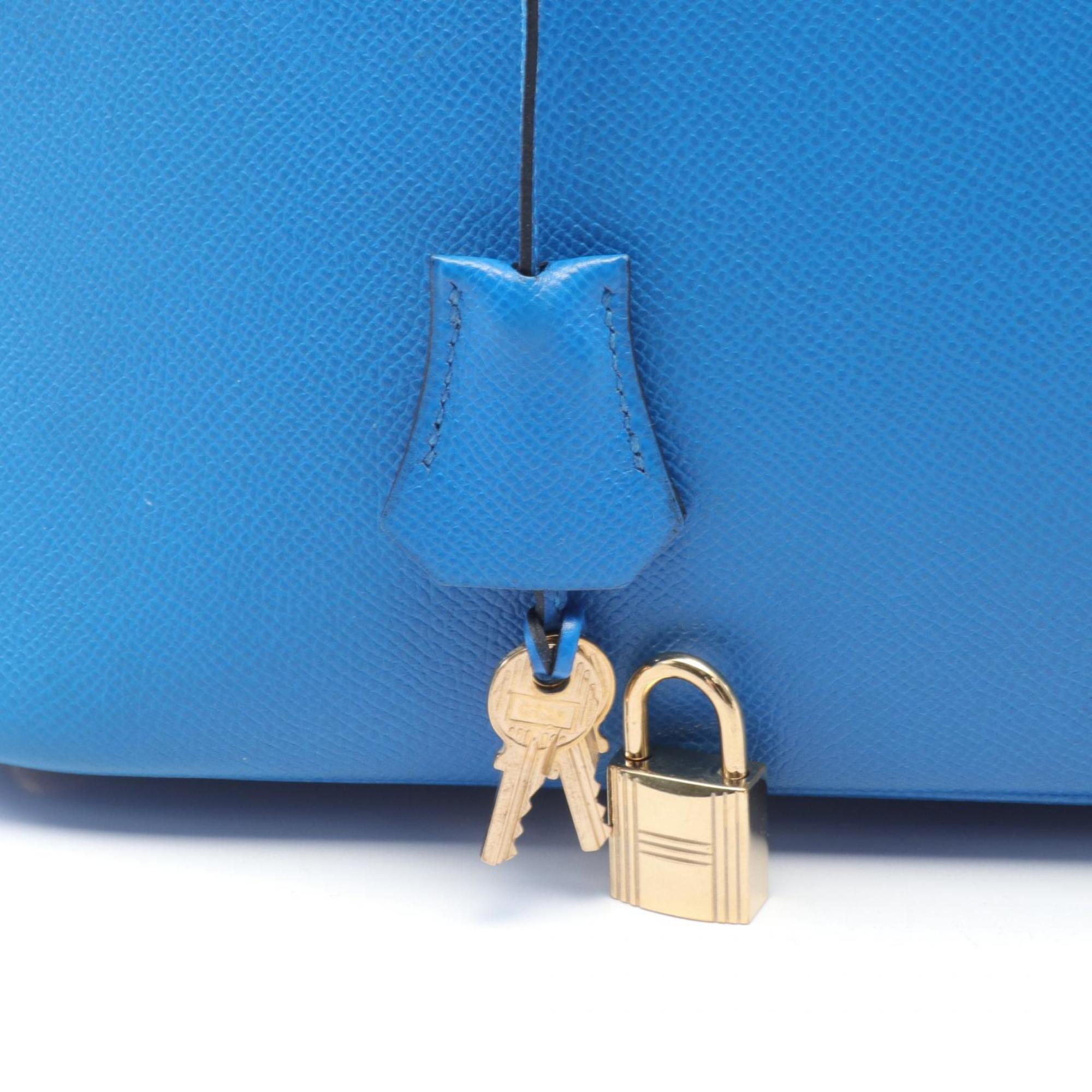 Hermes HERMES Bolide 37 Handbag Bag Cushvel Ladies Blue B engraved G hardware