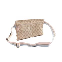 Gucci GG Canvas Waist Bag Body Leather Men Women Beige Pink Multicolor 28566