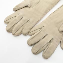 HERMES Gloves Clothing Leather Cashmere Women's Beige