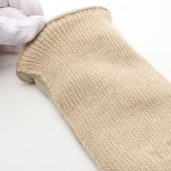 HERMES Gloves Clothing Leather Cashmere Women's Beige