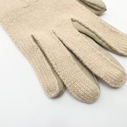 HERMES Gloves Clothing Leather Cashmere Women's Beige