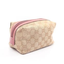 GUCCI GG Canvas Pouch Bag Leather Women's Beige Pink