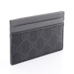 GUCCI GG Supreme Business Card Holder/Card Case Coated Canvas Leather Men's Black Grey 768248FACQC1048