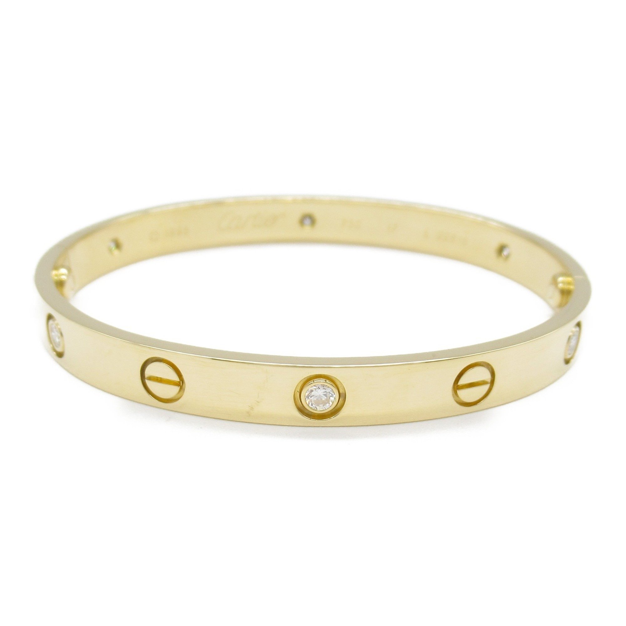 Cartier Love Half Diamond Bracelet K18 (Yellow Gold) Women's Clear