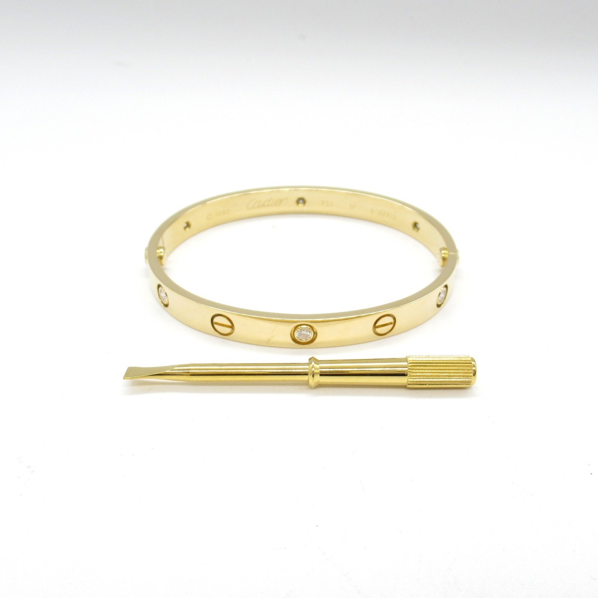 Cartier Love Half Diamond Bracelet K18 (Yellow Gold) Women's Clear