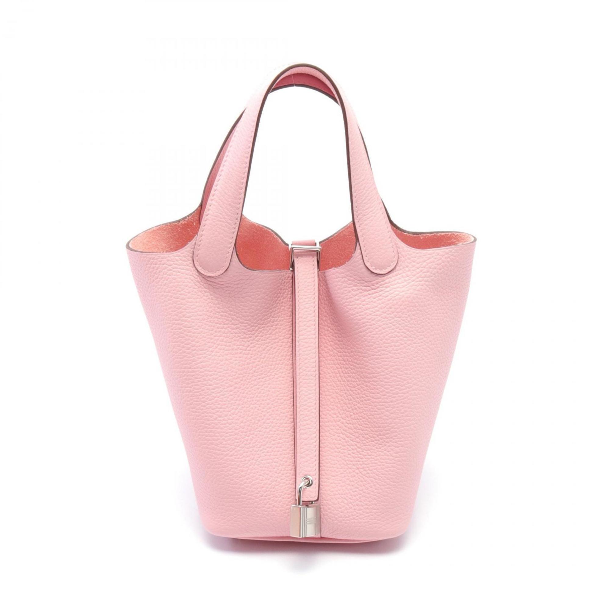 Hermes HERMES Picotin Lock PM Rose Sakura Handbag Bag Taurillon Clemence Women's Pink