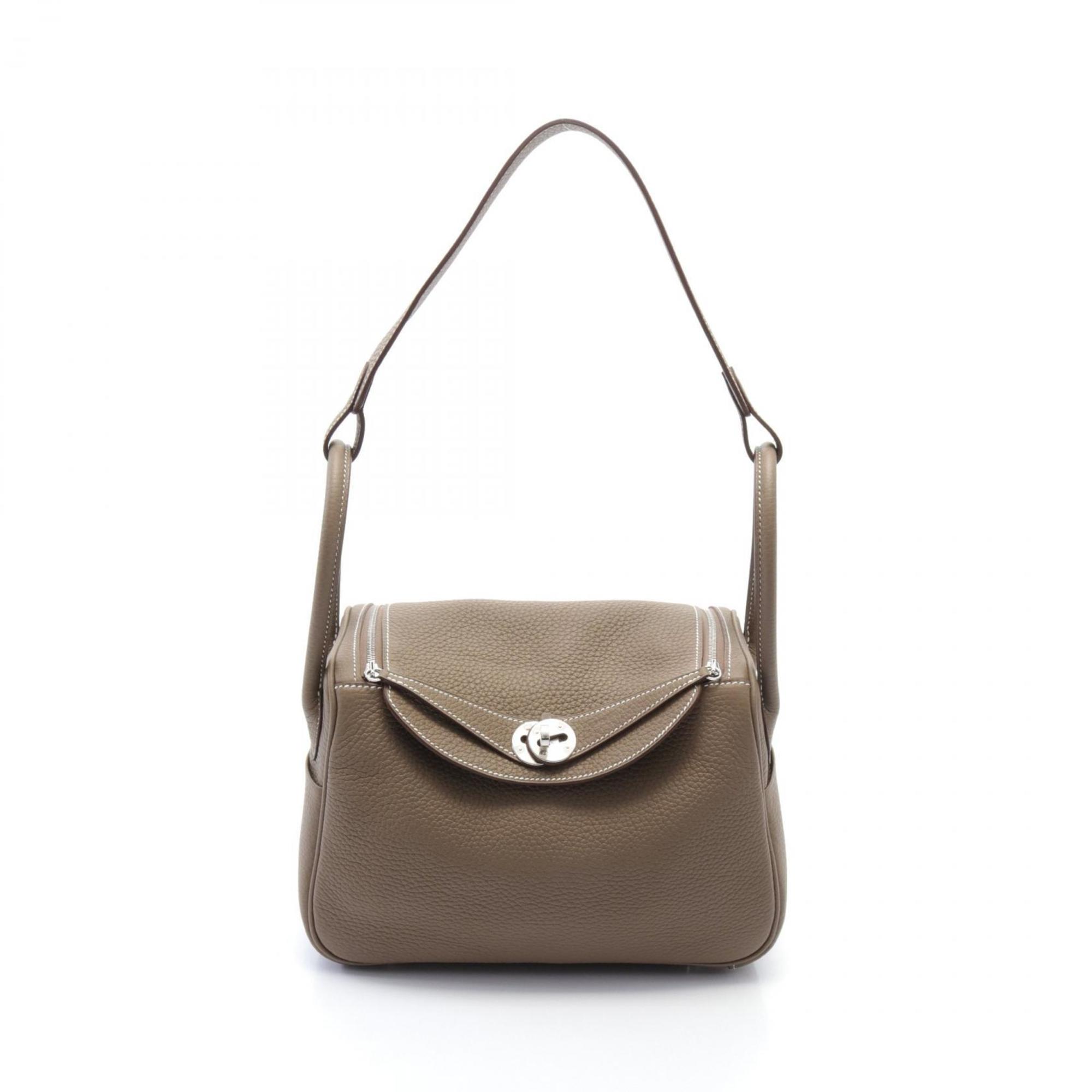 Hermes Lindy 26 Etoupe Shoulder Bag, Taurillon Clemence, Women's, Brown, H073428CK