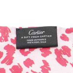 CARTIER Bandeau Panthere Scarf Silk Women's Pink Red