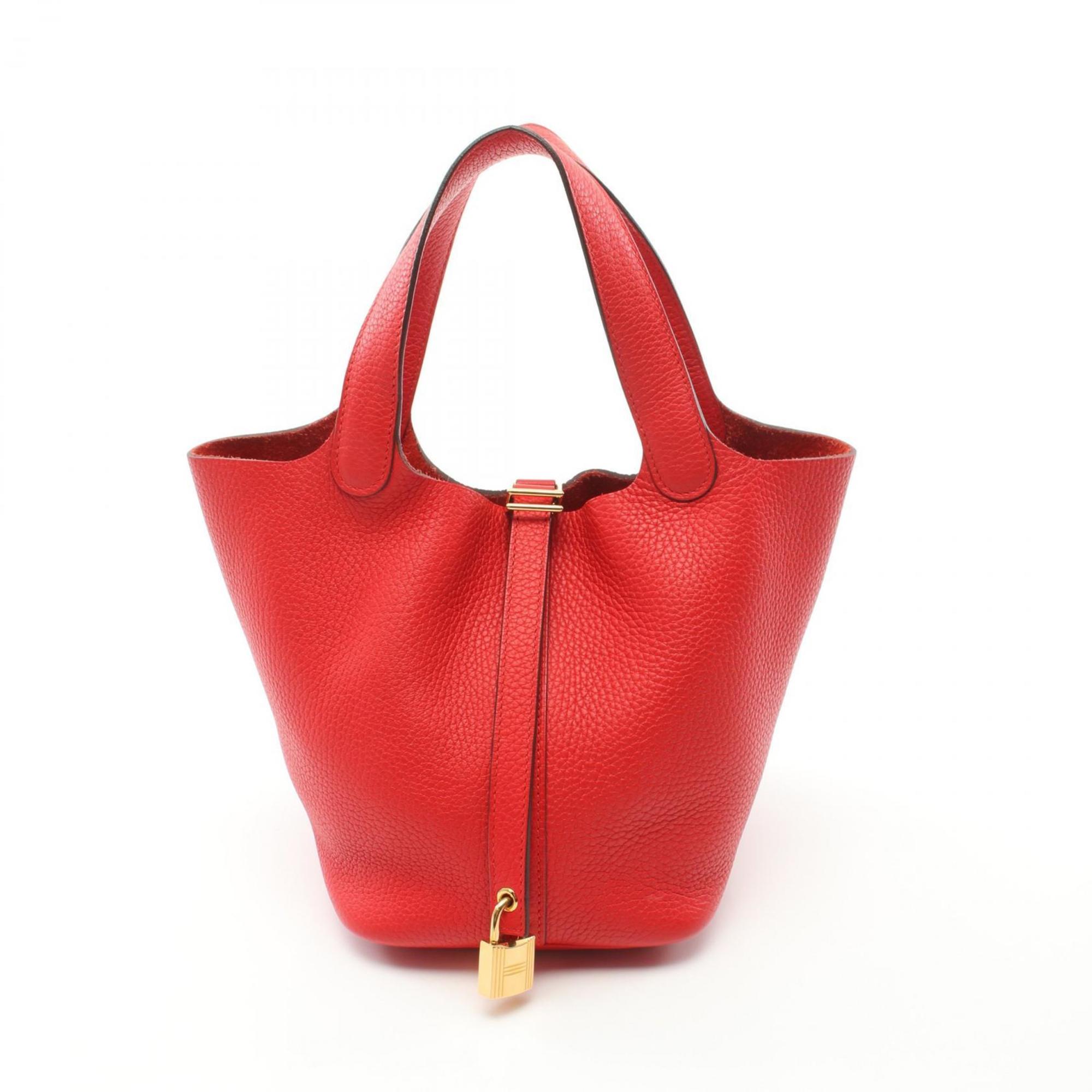 Hermes HERMES Picotin Lock PM Rouge Tomato Handbag Bag Taurillon Clemence Women's Red