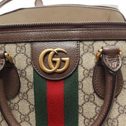 Gucci GG Supreme Sherry Line Boston Bag, Coated Canvas, Leather, Men's, Women's, Beige, Brown, Multicolor, 5479599C2ST8746