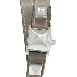 Hermes HERMES Medor W Tour Wristwatch Stainless Steel Leather Strap Women's White ME2.110