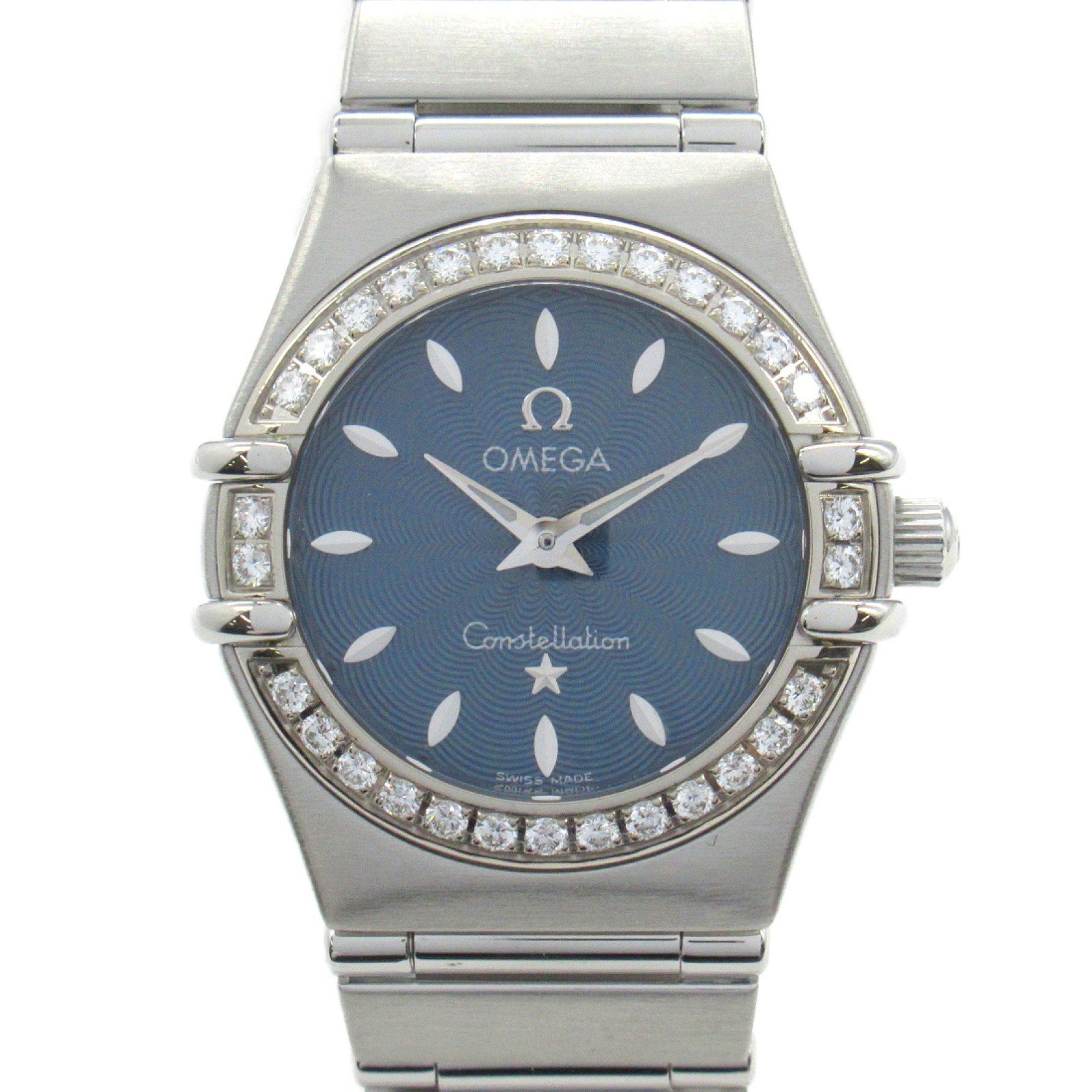 OMEGA Constellation Diamond Bezel Watch Stainless Steel Ladies Blue 1466.82