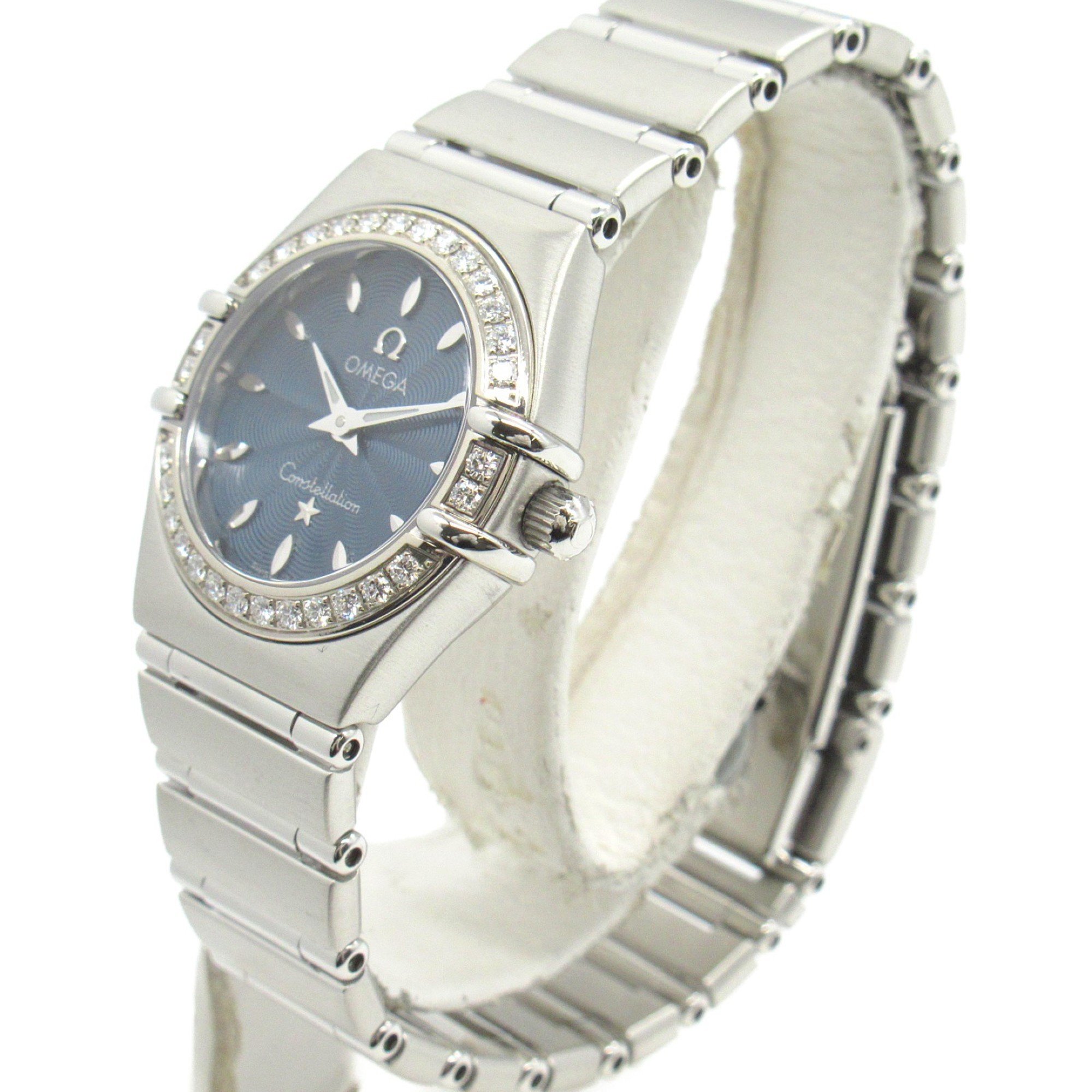 OMEGA Constellation Diamond Bezel Watch Stainless Steel Ladies Blue 1466.82