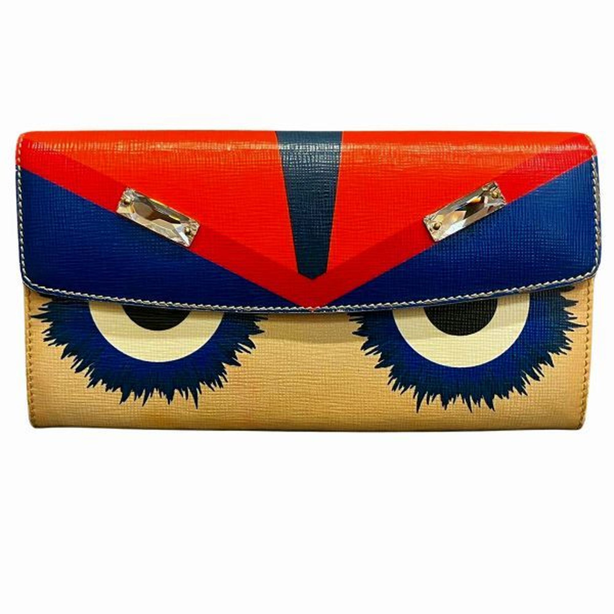 FENDI Bugs Monster 8M0340 Beaded Long Wallet Bi-fold for Men and Women