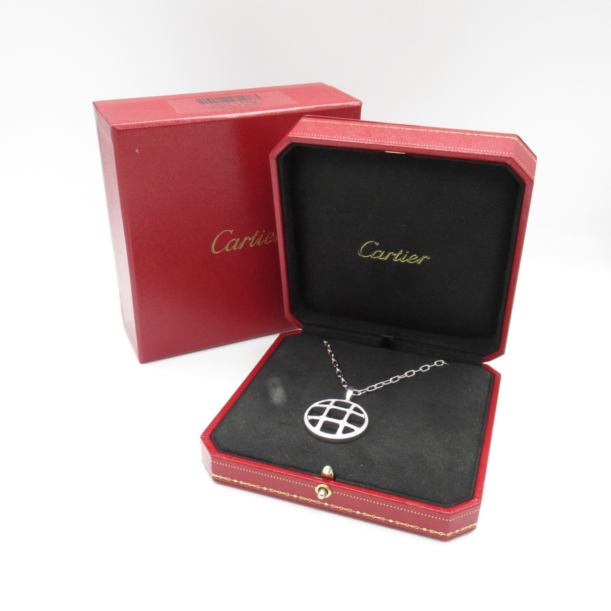 Cartier Pasha Diamond Charm Necklace Set K18WG (White Gold) Men's Women's Clear