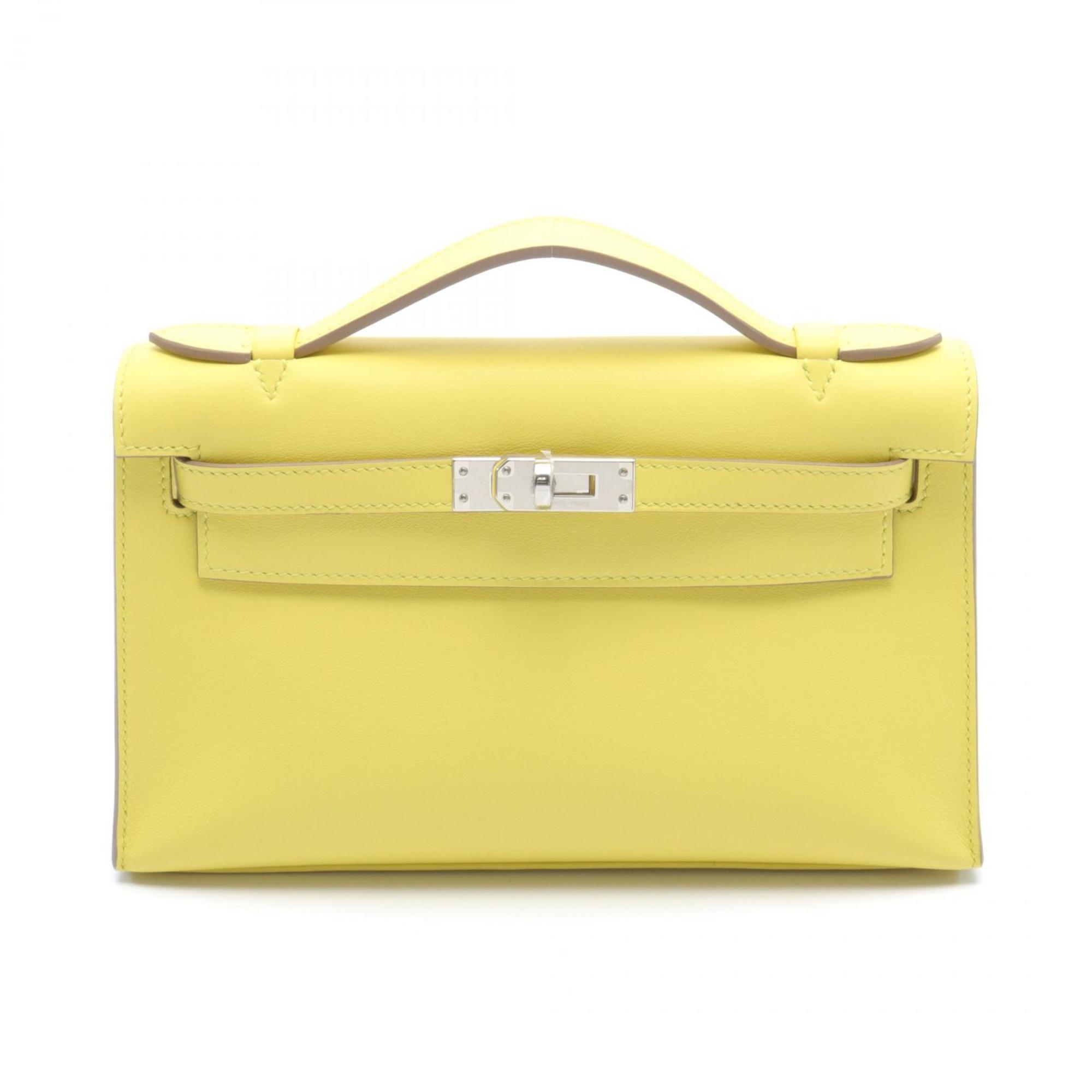 Hermes HERMES Pochette Kelly Handbag Bag Swift Leather Women's Yellow