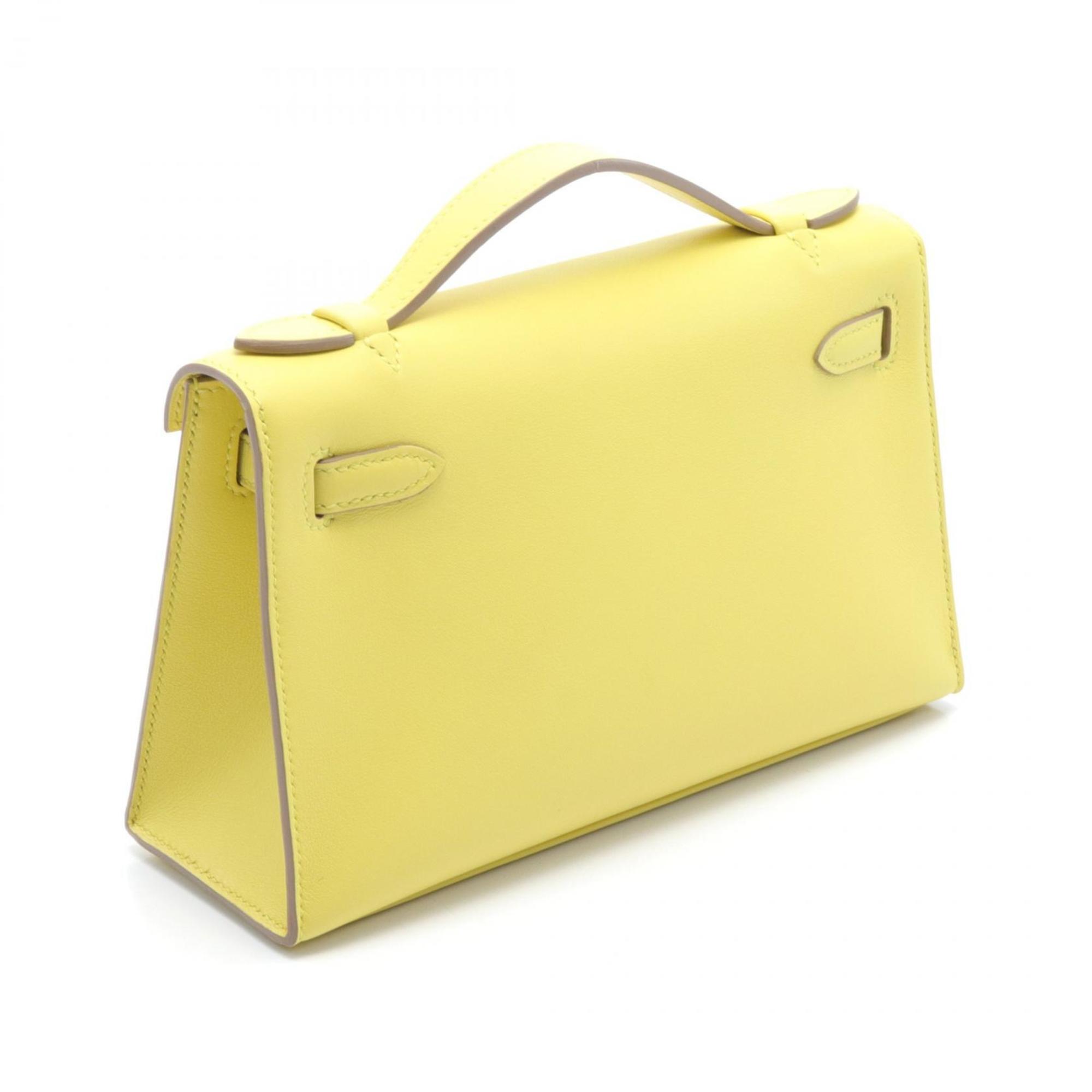 Hermes HERMES Pochette Kelly Handbag Bag Swift Leather Women's Yellow