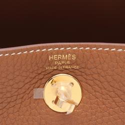 Hermes Lindy Gold Shoulder Bag Taurillon Clemence Women's Brown